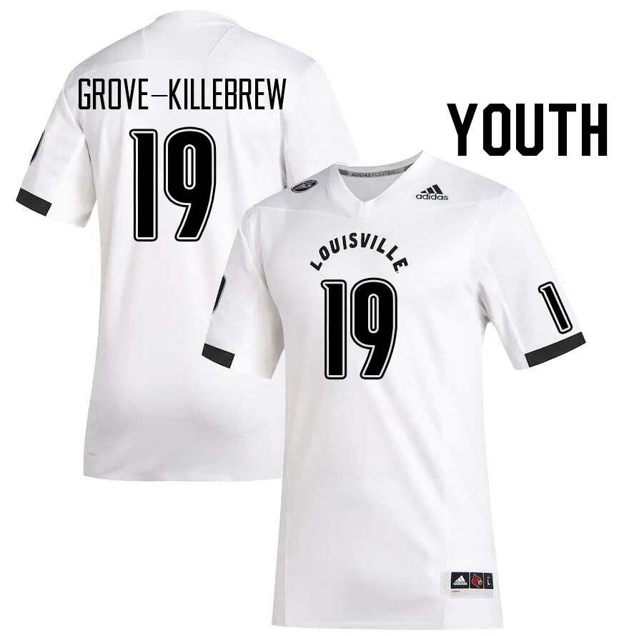 Youth #19 Marquis Grove-Killebrew Louisville Cardinals College Football Jerseys Stitched Sale-White